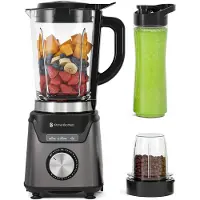 Kitchenbrothers Blender avec bouteille - 1200W - 1.5L - Smoothie Maker - Ice Crusher - Gris
