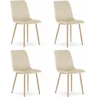 Leobert Chaise Valora LAVA en velours beige clair, pieds en bois (x4) | Lot de 4 chaises beige clair pour un intérieur complet