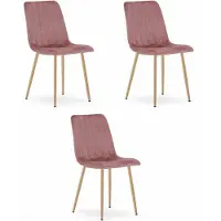 Leobert Chaise LAVA - velours rose / pieds en bois x 3