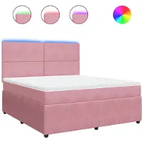 vidaXL Lit boxspring avec matelas rose 180x200 cm velours