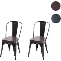 Mendler 2x chaise de salle à manger HWC-H10e,métal,similicuir Chesterfield,gastronomie,design industriel noir-marron