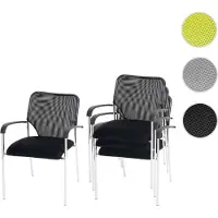 Mendler Lot de 4 chaises de conférence Tulsa empilable noir