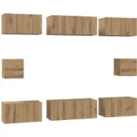 vidaXL Ensemble de meubles TV , 8 pièces, en bois stratifié imitation chêne artisanal
