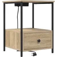 vidaXL Table de nuit avec station de chargement Chêne sonoma