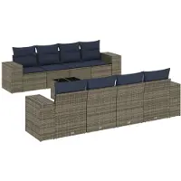 vidaXL Ensemble de 9 canapés de jardin avec coussins, gris, polyrattan