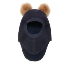 Huttelihut Cagoule - Laine/Coton - 2 Couches - BIG Bear - Dark N - - 4-6 ans (104-116) - Cagoule - Double