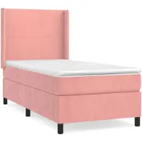 vidaXL Lit boxspring avec matelas rose 90x190 cm velours