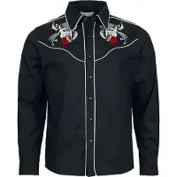 Banned Retro Chemise manches longues Rockabilly de - Rockabilly Mic - M - pour Homme - noir - Taille M