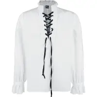 Banned Chemise manches longues Gothic de - Chemise à fronces et à laçage - S - XXL - pour Homme - blanc - Taille XL