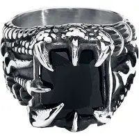 EtNox hard and heavy Bague Gothic de - Griffes Cristal - pour Homme - couleur argent - Taille S