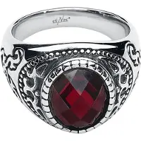 EtNox hard and heavy Bague Gothic de - Dark Ruby - pour Unisexe - argent/rouge - Taille S
