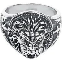 EtNox hard and heavy Bague de - Löwe - pour Homme - couleur argent - Taille S