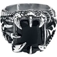 EtNox hard and heavy Bague Gothic de - Griffes Cristal - pour Homme - couleur argent - Taille L
