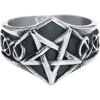 EtNox hard and heavy Bague Gothic de - Pentagram - pour Unisexe - couleur argent - Taille L