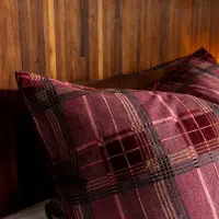 Kayori Betsu Housse de couette Flanelle - 240x200-220 +2 taies d'oreiller - Supersoft & Insulating - Lits-jumeaux - Rouge