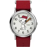 Timex Montre à affichage analogique 'Peanuts Snoopy' gris argenté / rouge / noir / blanc