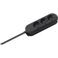 Bachmann Prise de table SMART, triple, noire, câble d'alimentation de 1,5 m, 1 pièce.