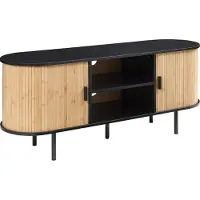 En.casa Armoire TV 'Tvedestrand' avec 2 portes 140 x 40 x 55 cm Bambou noir / naturel