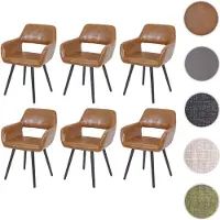 Mendler Lot De 6 Chaises De Salle À Manger Hwc-A50 Ii, Chaise De Cuisine, Design Rétro Années 50 Similicuir Imitation Daim, Pieds Foncés