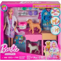 Barbie Coffret de jeu Vétérinaire pour animaux avec poupée vétérinaire, animaux et accessoires