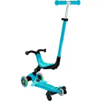 Globber GO-UP ACTIVE LIGHTS 360 - 3 en 1 vélo assis, roue et trottinette, 120/80 mm, 3 roues, hauteur réglable, bleu
