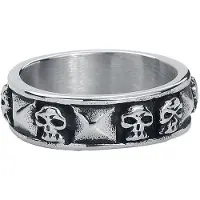 EtNox hard and heavy Bague de - Crânes & Rivets - pour Homme - couleur argent - Taille XL