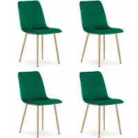 Leobert Chaise - - Lava - Velours Vert Foncé/Pieds Bois - 45 X 55 X 86 Cm - Lot De 4