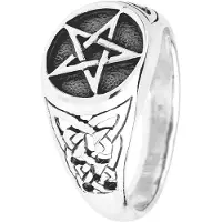 EtNox hard and heavy Bague Gothic de - Pentagram - pour Unisexe - couleur argent - Taille L