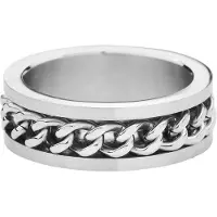 EtNox hard and heavy Bague de - Maille D'Acier - pour Unisexe - couleur argent - Taille XS