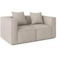 Ebuy24 Box canapé 2 places, 2 coussins décoratifs gris clair.