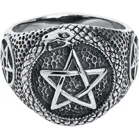 EtNox hard and heavy Bague Gothic de - Pentagramme Serpent - pour Unisexe - couleur argent - Taille 56