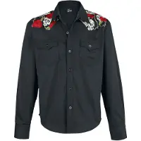 Banned Chemise manches longues Rockabilly de - Skull Rose - S - 5XL - pour Homme - noir - Taille XL