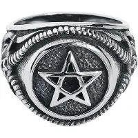 EtNox hard and heavy Bague Gothic de - Pentagram - pour Unisexe - couleur argent - Taille M