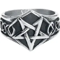 EtNox hard and heavy Bague Gothic de - Pentagram - pour Unisexe - couleur argent - Taille XL