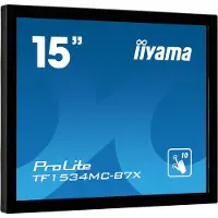 Iiyama ECRAN 15" Open Frame Tactile Noir PCAP 10pts 700:1 1024x768 USB VGA HDMI Display Port 330cd/m² 8ms Pays/Portrait TF1534MC-B7X