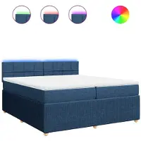 vidaXL Lit boxspring avec matelas bleu 200x200 cm Tissu