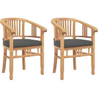 vidaXL Chaise avec coussin, lot de 2, marron, 63 x 58 x 89 cm, bois de teck massif