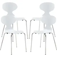 En.casa Chaise de salle à manger 'Kil' lot de 4 chaises de cuisine 80 x 47 x 48 cm bois structure métal blanc/chrome