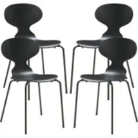 En.casa Chaise de salle à manger 'Kil' lot de 4 chaises de cuisine 80 x 47 x 48 cm bois structure métal noir