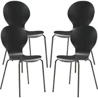 En.casa Chaise de salle à manger 'Etne' set de 4 bois métal 85 x 48 x 50 cm noir
