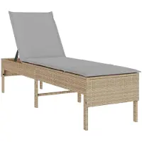 vidaXL Bain de soleil avec support beige 55x200x44 cm Poly rotin
