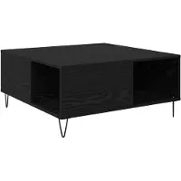 vidaXL Table basse noire imitation chêne 80 x 80 x 36,5 cm Bois composite