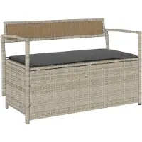 vidaXL Banc de jardin avec espace de rangement et coussins gris clair Poly rotin