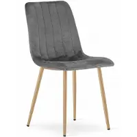 Leobert Chaise LAVA - velours gris foncé / pieds en bois x 1