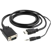 Cablexpert Adaptateur de câble vidéo A-HDMI-VGA-03-6, 1,8 m, HDMI type A (standard), VGA (D-Sub) + 3,5 mm, noir