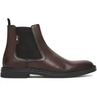 BOSS Bottines Chelsea en cuir lustré avec surpiqûre emblématique