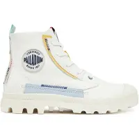Palladium Bottines à lacets 'Pampa' bleu clair / jaune / rose ancienne / blanc