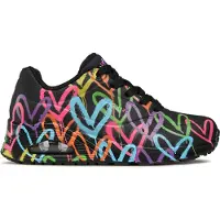 SKECHERS Baskets basses 'Uno-Highlight Love' vert clair / orange / rose clair / noir