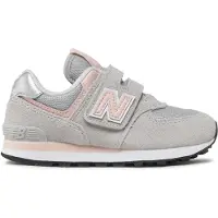 New Balance unisex pour enfant. PV574V1 Baskets 574 Core Hook & Loop en cuir gris (31), Plat, Velcro, Casuel, mode enfantine