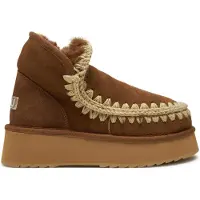 Mou pour femme. MU.FW681000A Bottines en cuir Mini Eskimo Platform marron (39), 8 à 10 cm, Aucun, Casuel
